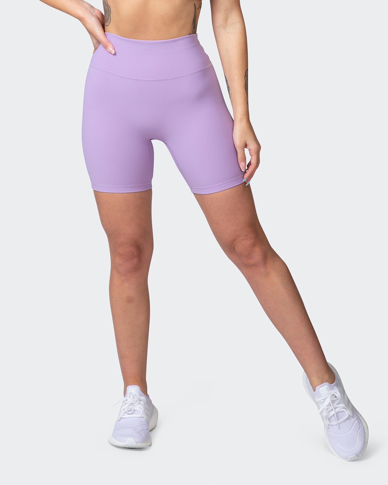 Zero Rise Rib Bike Shorts - Lilac