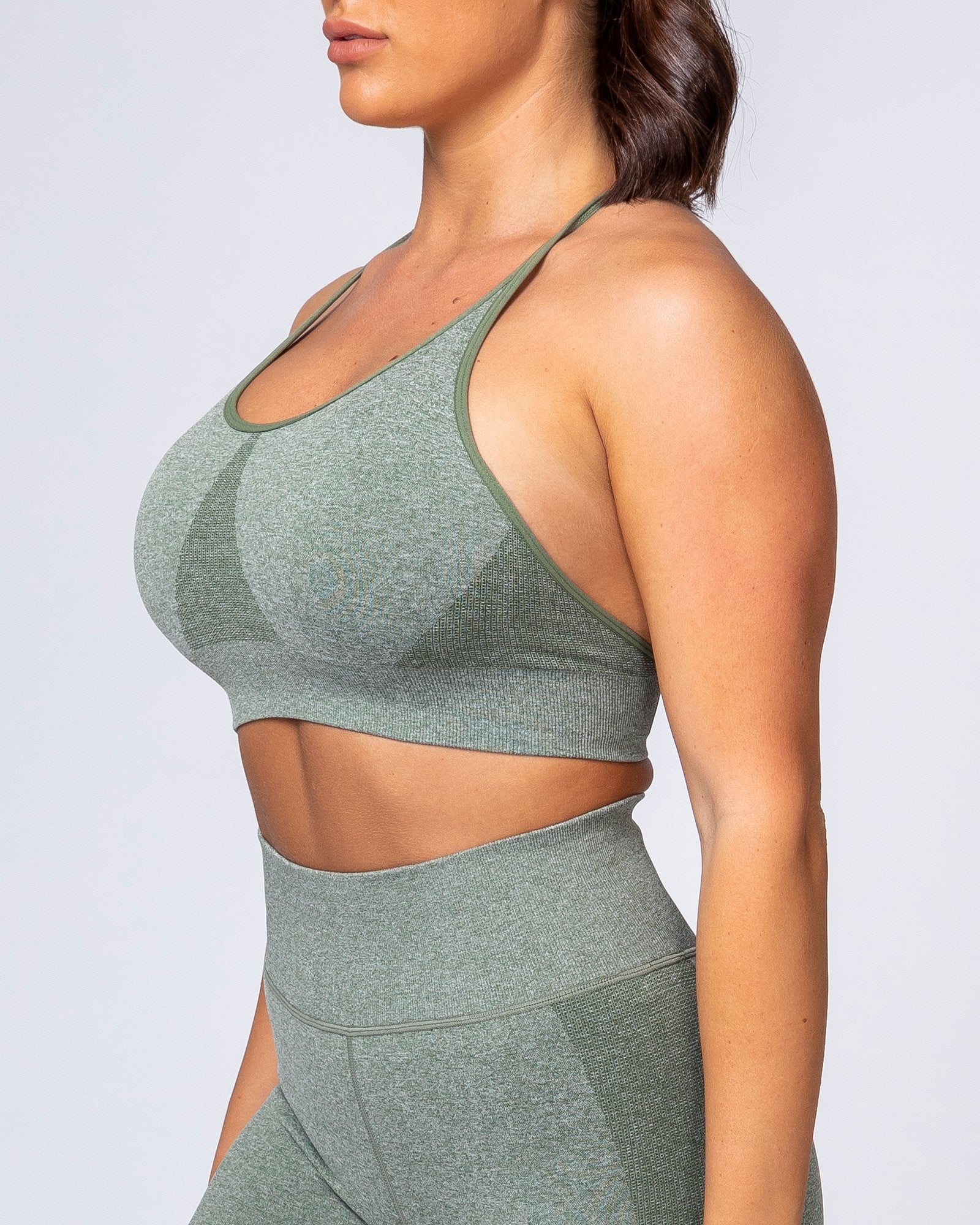 All Day Strap Seamless Bra - Khaki Marl