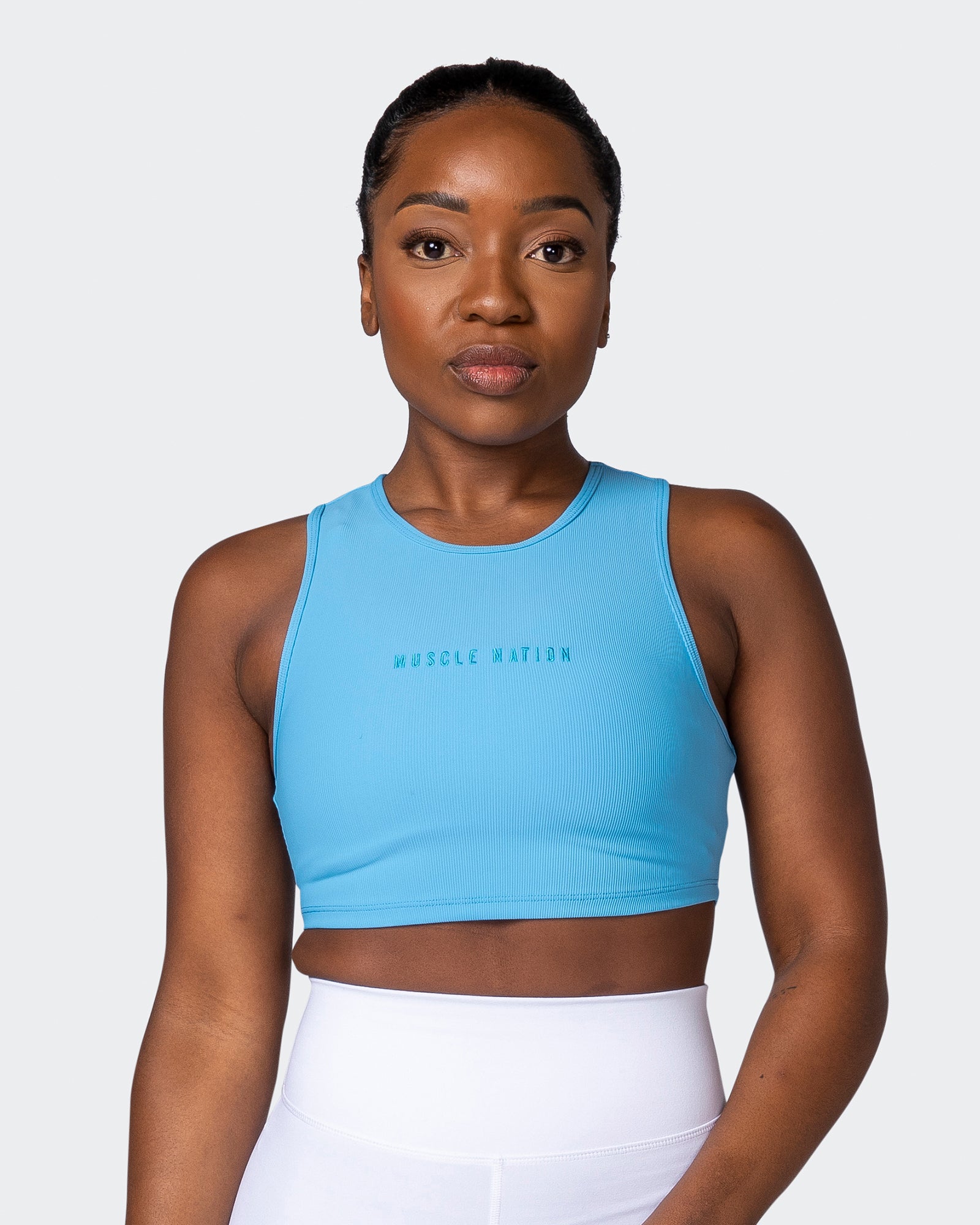 Off Duty Rib Cropped Tank - Ibiza Blue