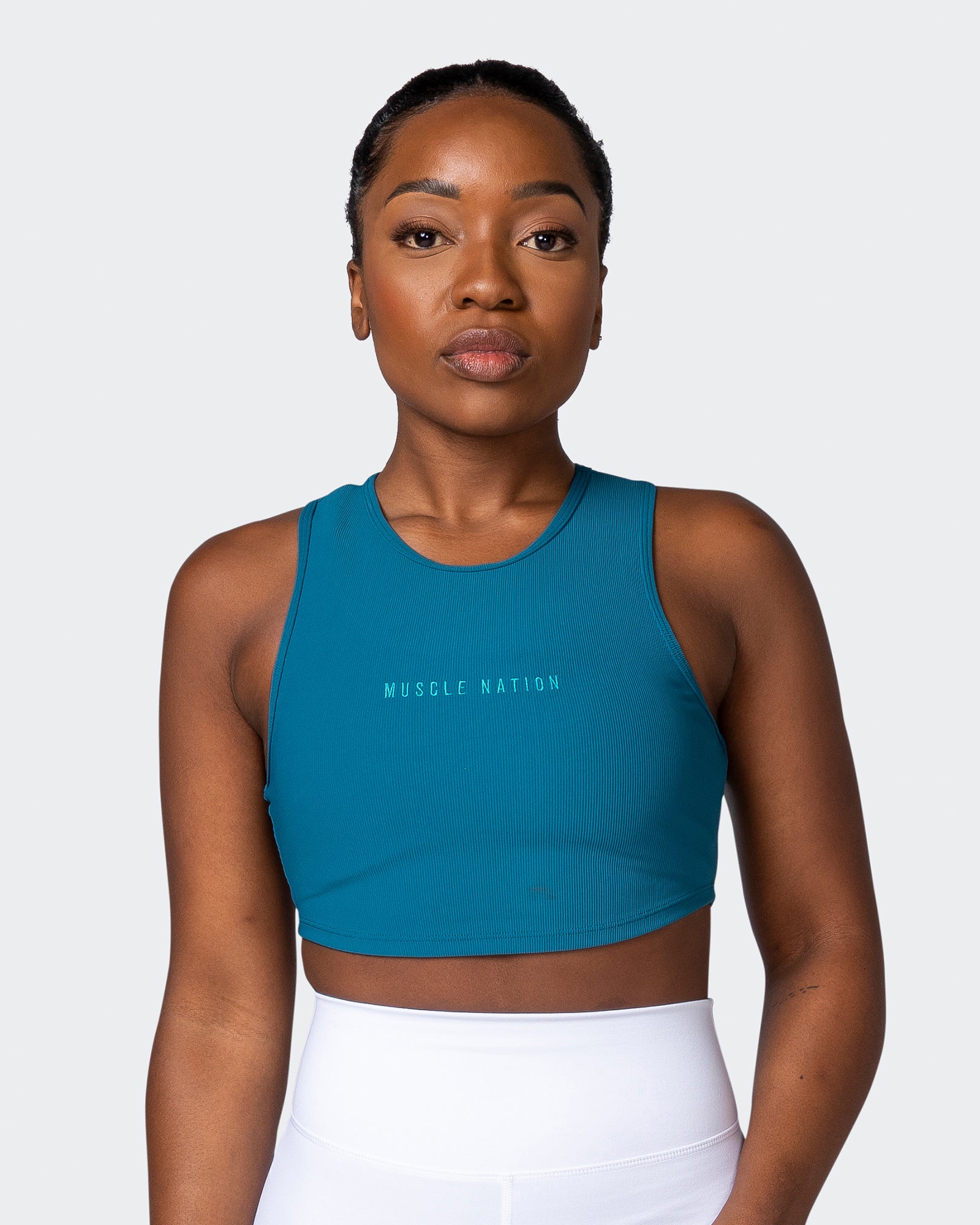 Off Duty Rib Cropped Tank - Marine