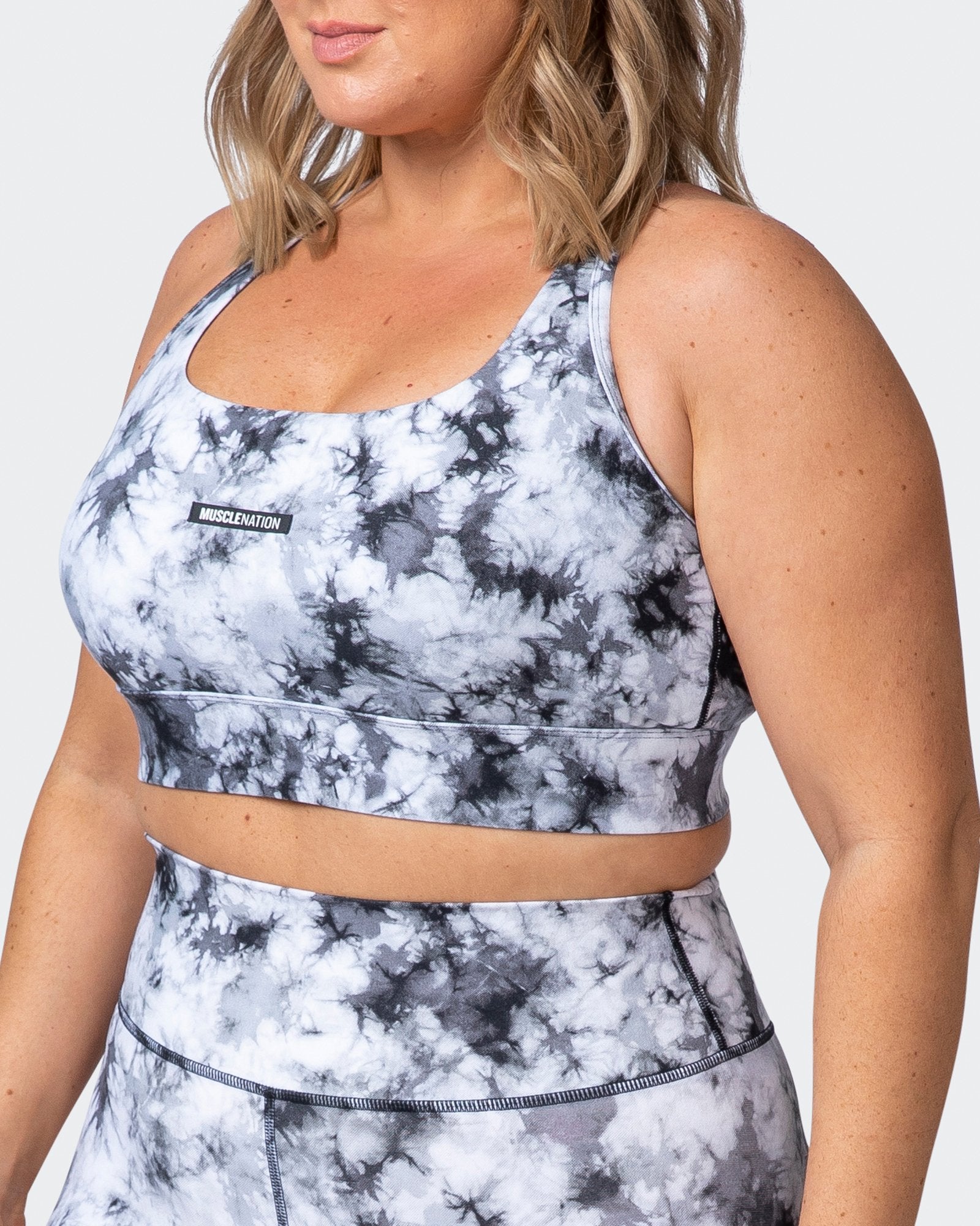 Brace Yourself Bra - Grey Black Tie Dye Print