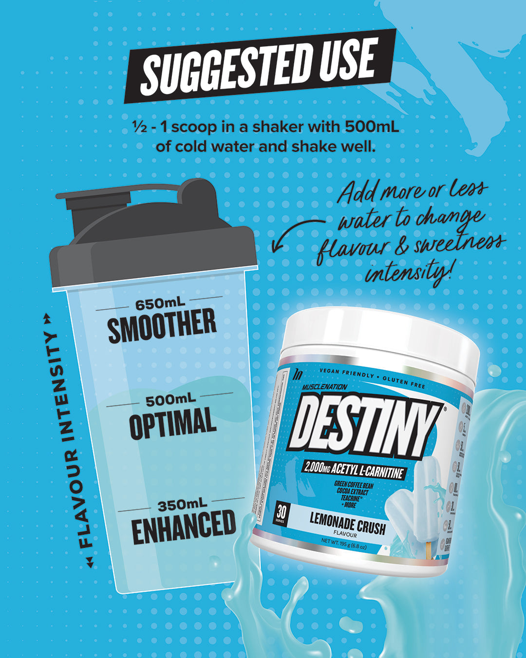 DESTINY Pre Workout Burn - Lemonade Crush - 30 serves