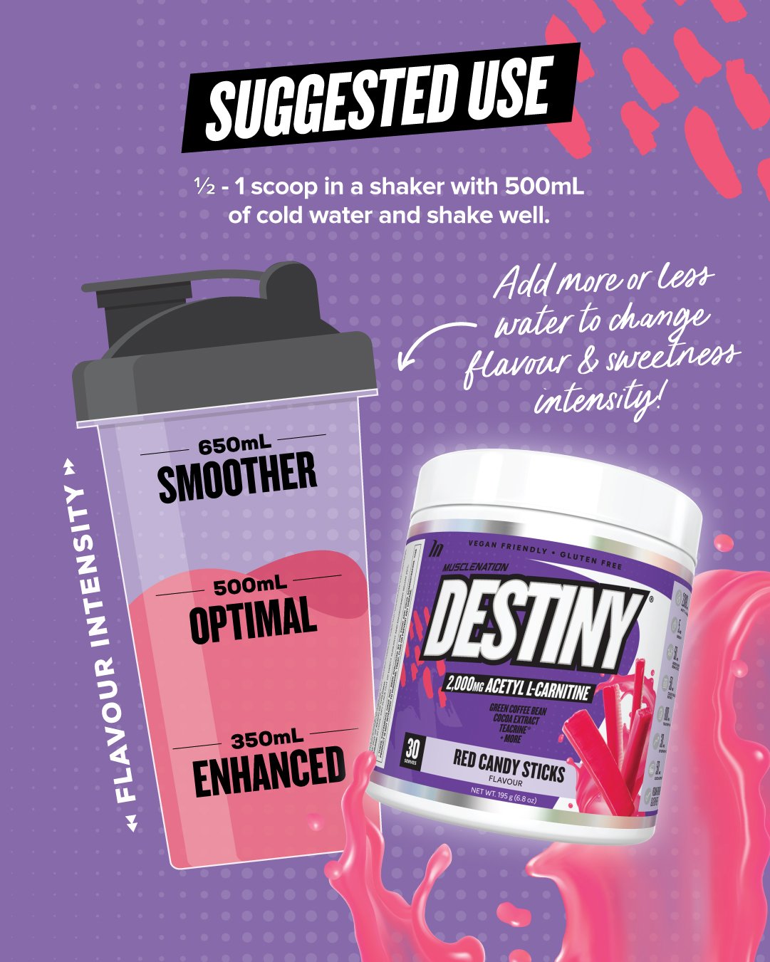 DESTINY Pre Workout Burn - Red Candy Sticks - 30 serves