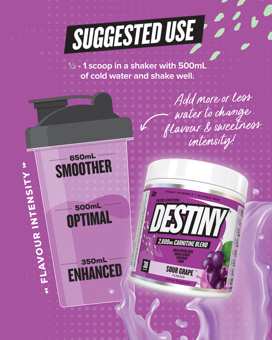 DESTINY Pre Workout Burn - Sour Grape - 30 serves