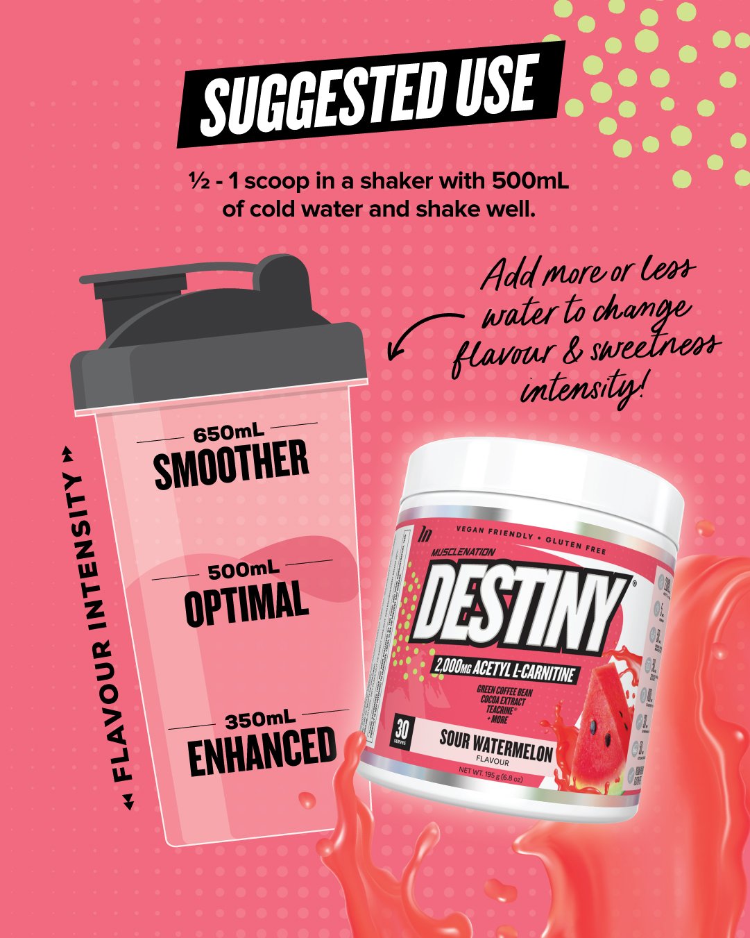 DESTINY Pre Workout Burn - Sour Watermelon - 30 serves