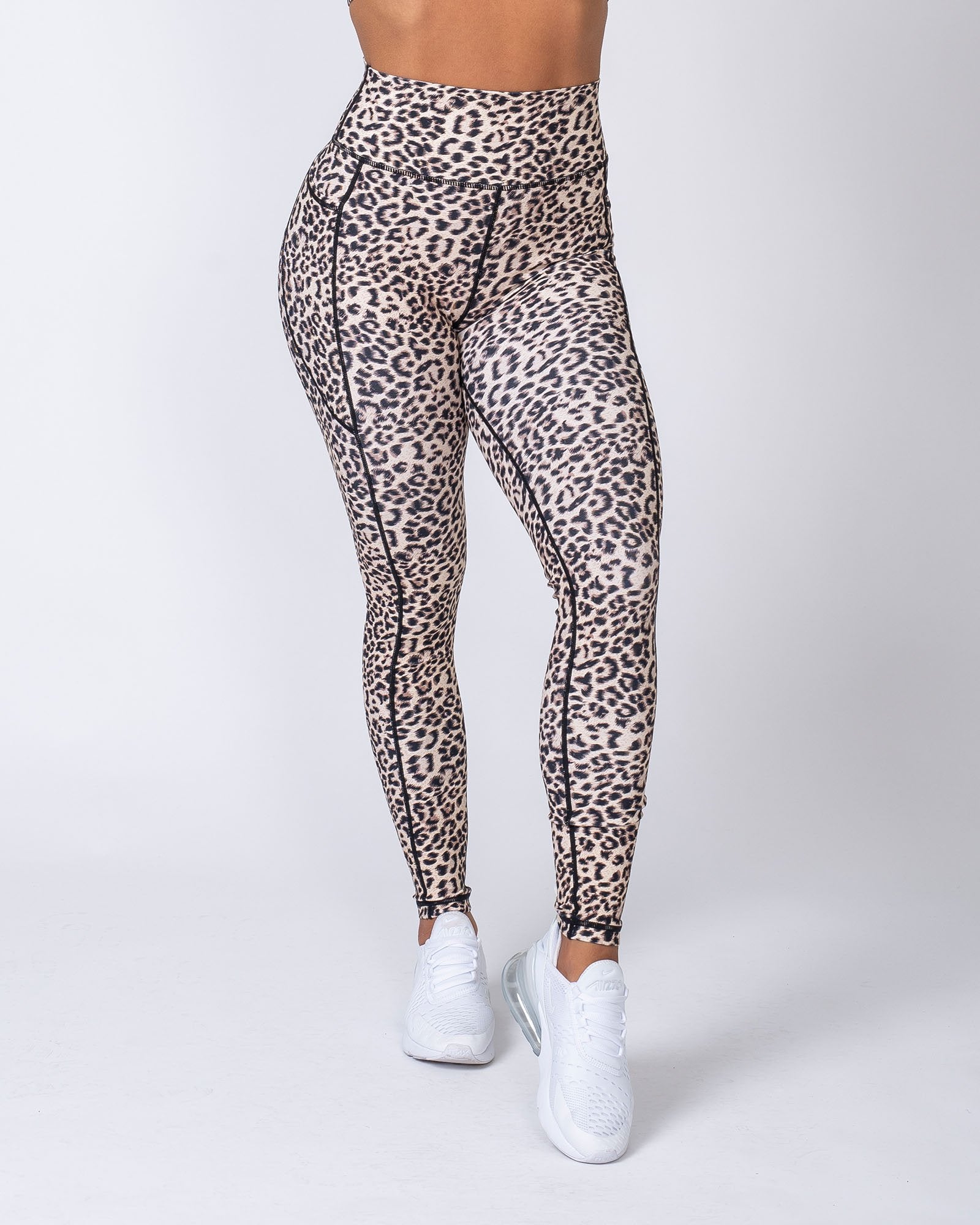 Full Length Pocket Leggings - Yellow Leopard