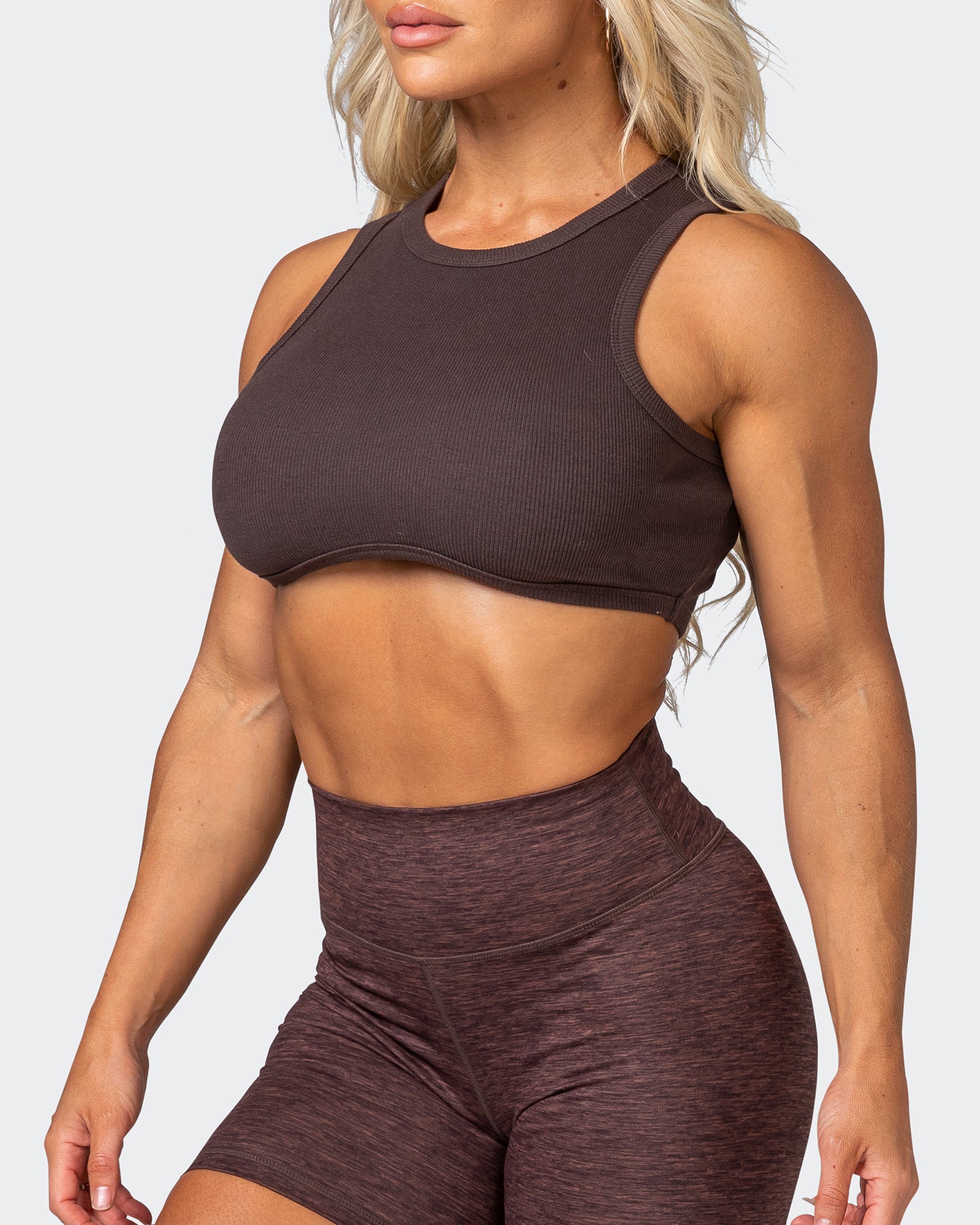 HBxMN Bliss Rib Cropped Tank - Cocoa