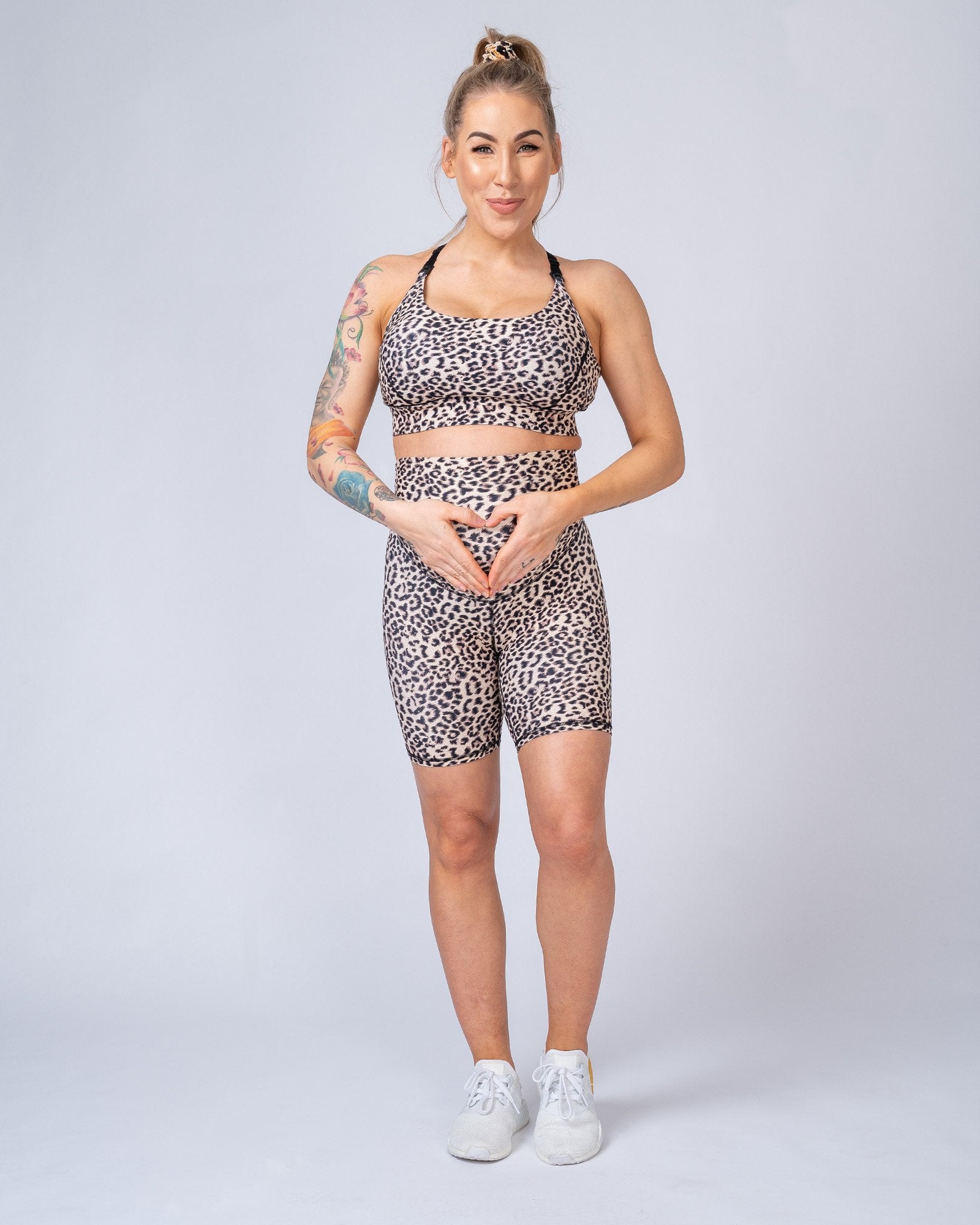 Maternity Bike Shorts - Yellow Leopard