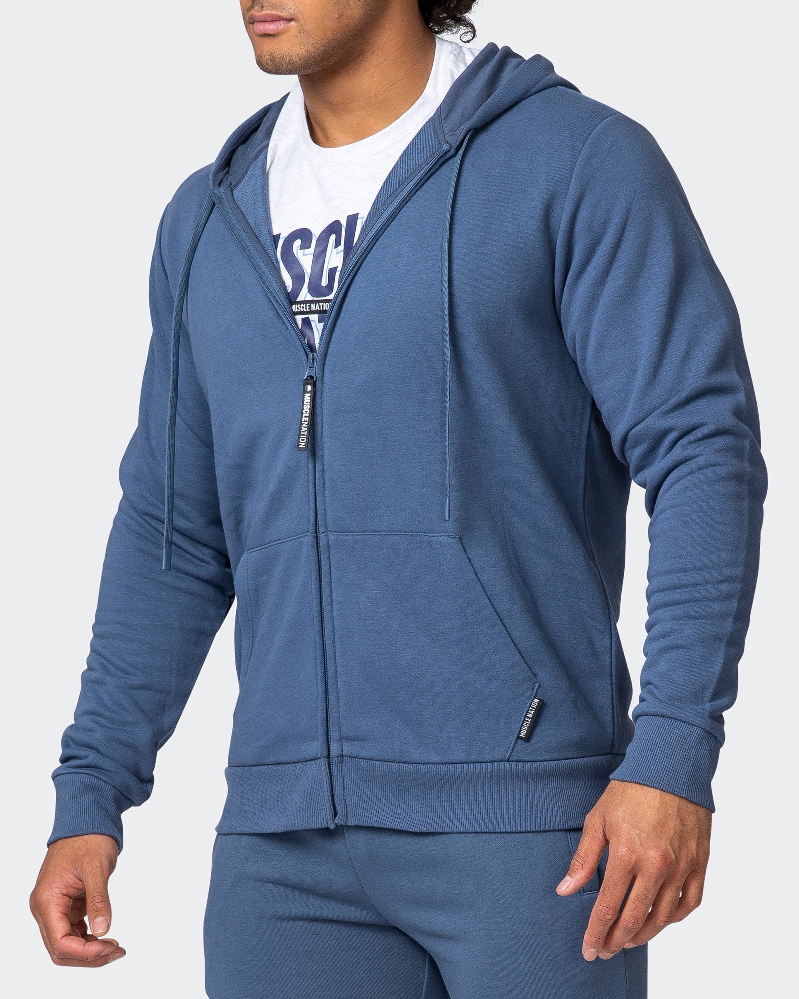 Zip Up Hoodie - Denim Blue