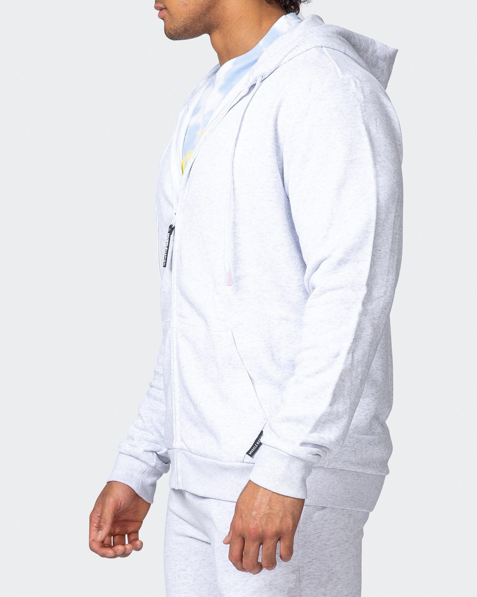 Zip Up Hoodie - White Marl