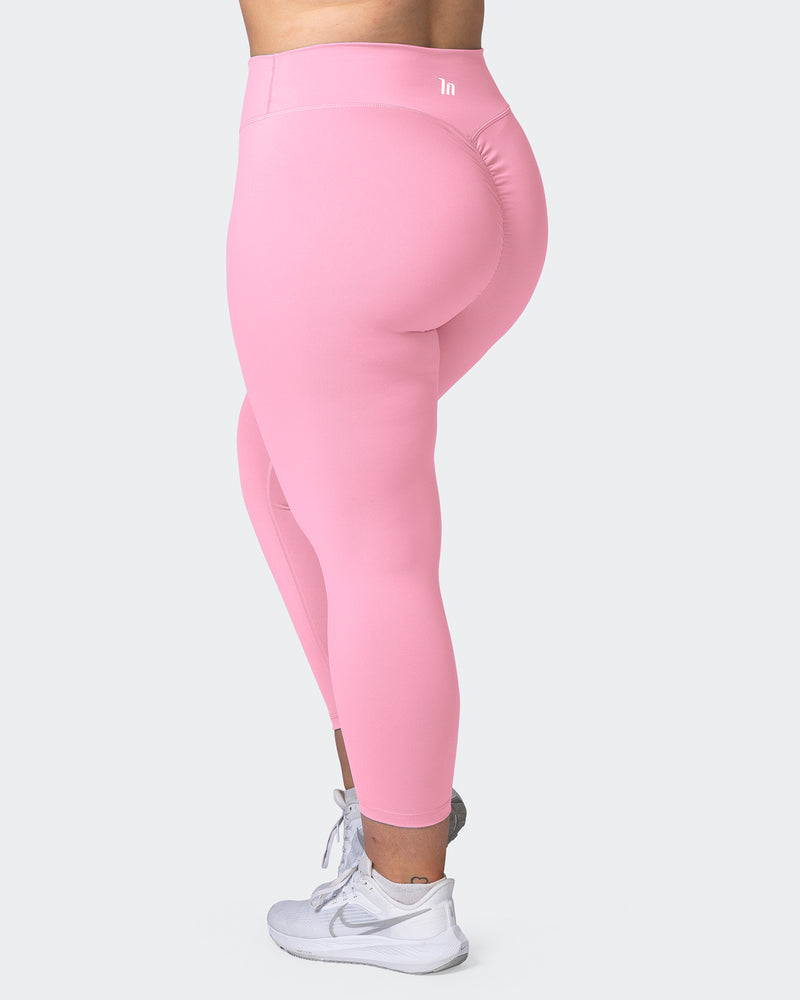 Women's Compression High Waist Side Pocket 7/8 Length Leggings Pink