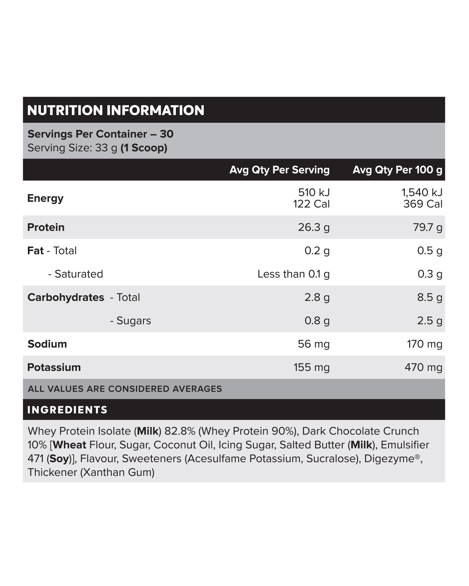 WHEY Protein Isolate - Cookies & Cream - 30 serves