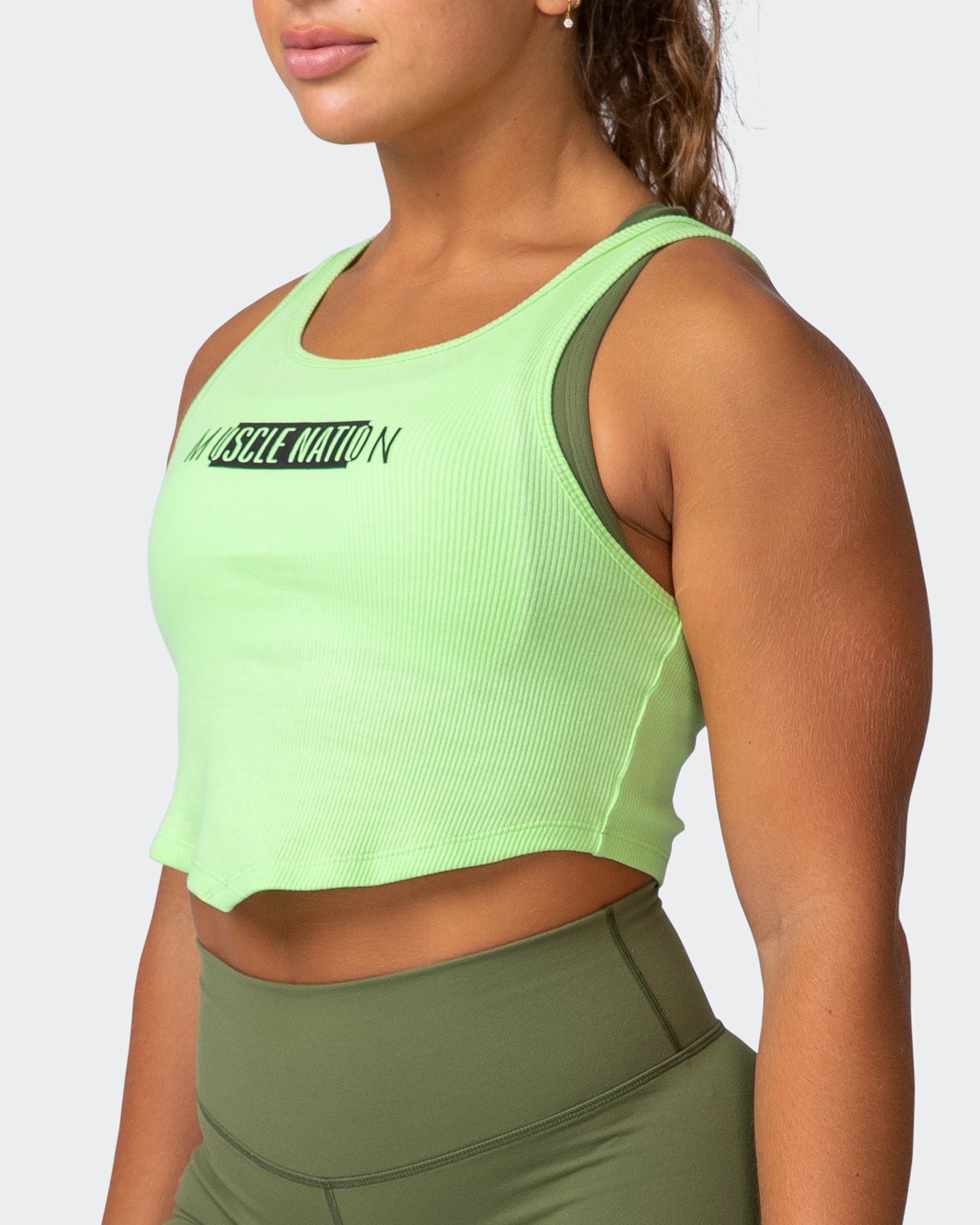 Scorching Hot Ribbed Tank - Lime Flash