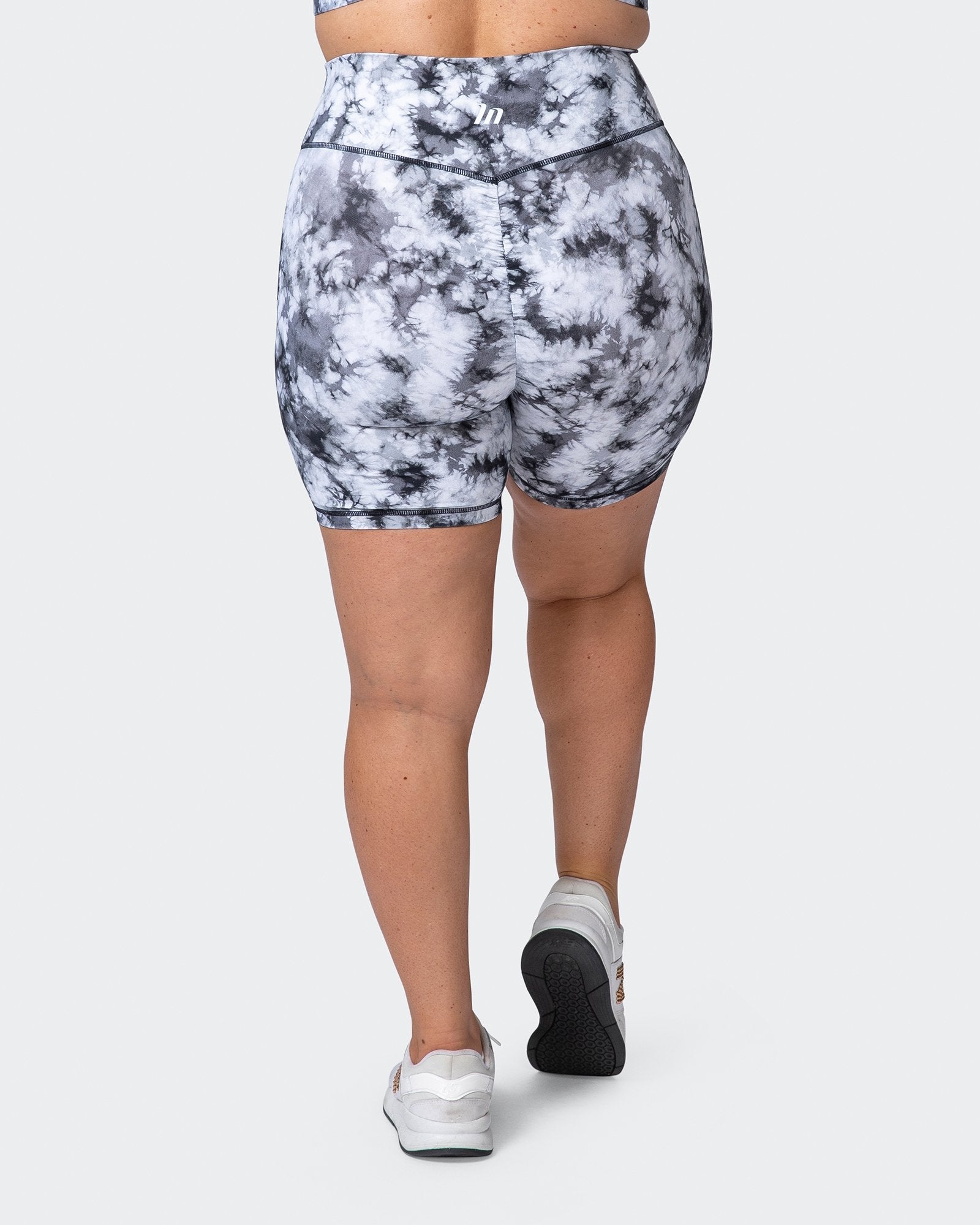 Signature Scrunch Bike Shorts - Grey Black Tie Dye Print