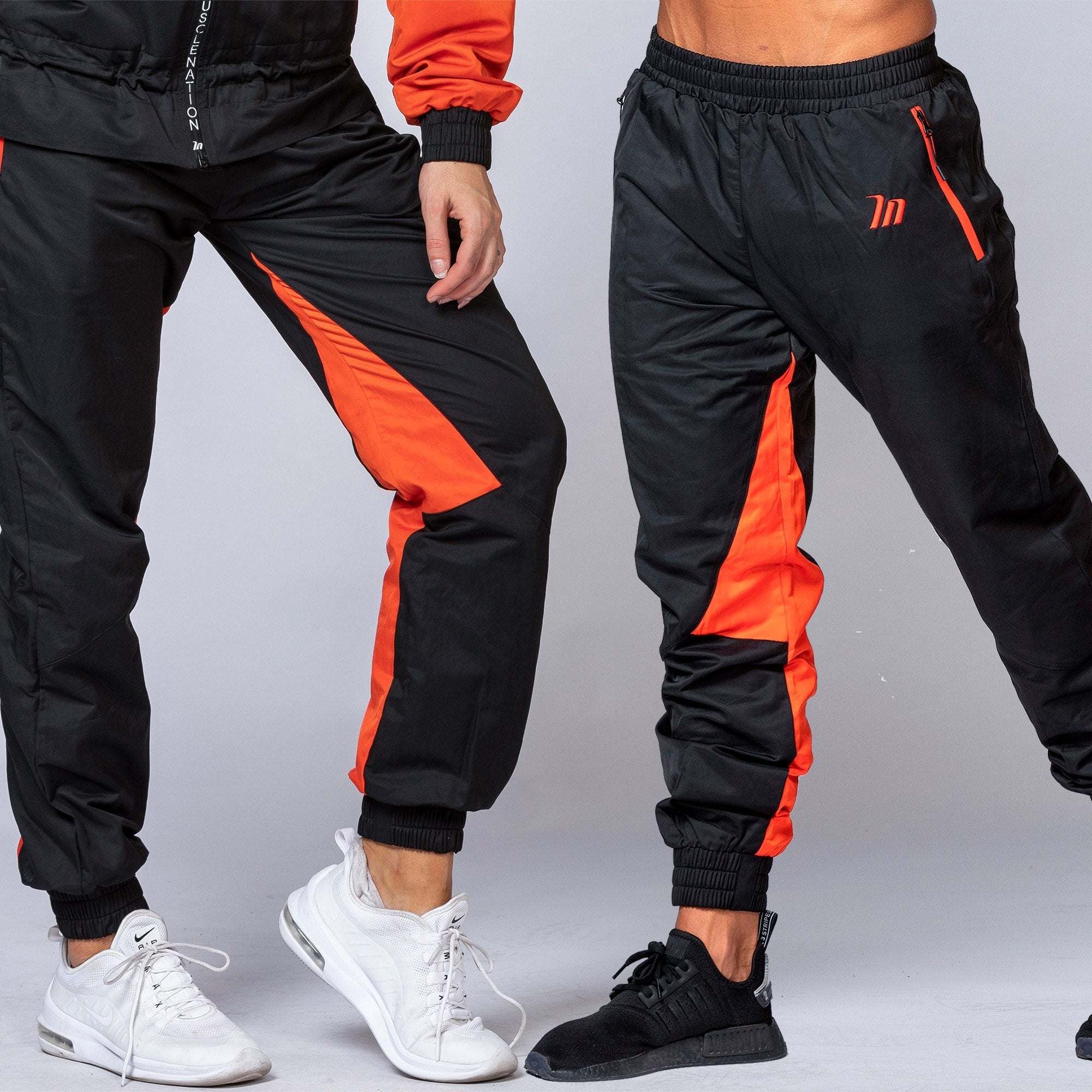 Unisex Retro Tracksuit Pants - Black / Blood Orange