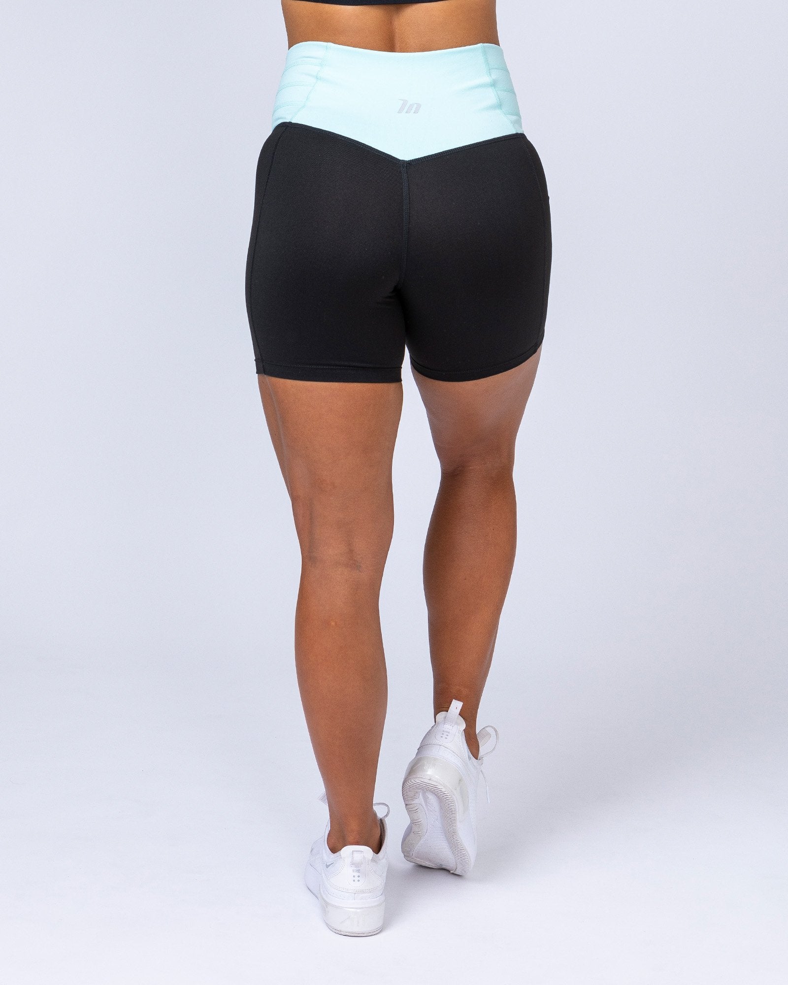 V Wrap High Waist Bike Shorts - Sky Blue