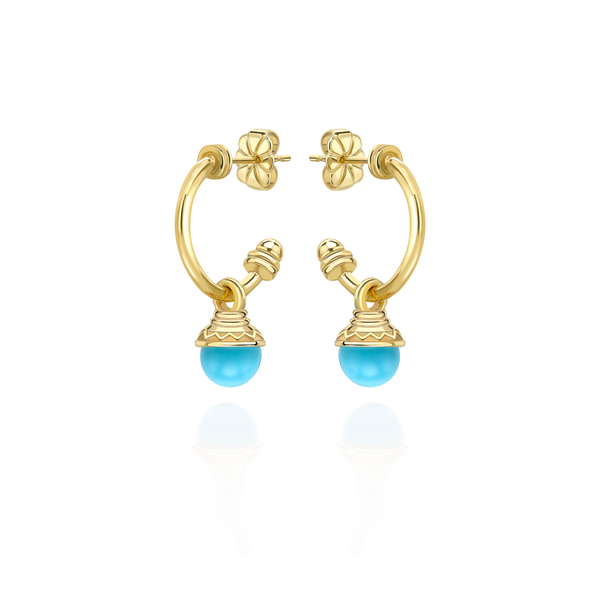 NIKOLLE RADI 18K & SMALL OVAL TURQUOISE EARRINGS WITH PLATINUM BEZEL