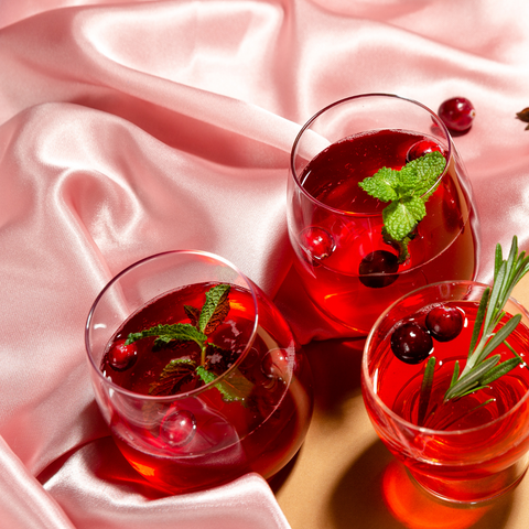 cherry infused nonalcoholic mocktail drink by Vogue with caribbean hibiscus beverage