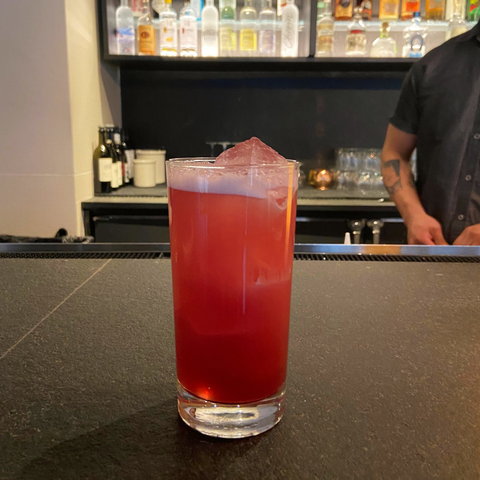 herb-infused rosemary and nonalcoholic mocktail with caribbean heritage and all-natural ingredients, hibiscus roselle, ginger, cinnamon and spices.