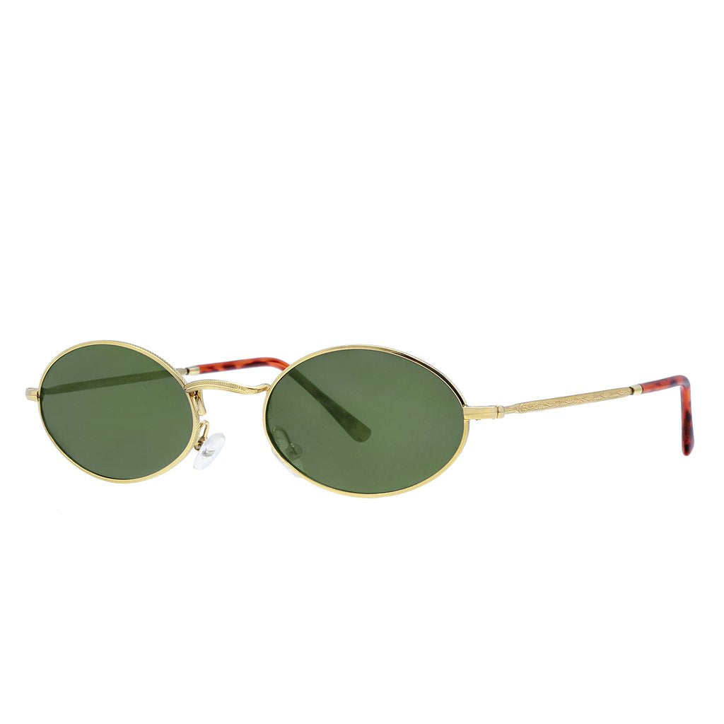Süper Vintage Polarized Oval Sunglasses Sanches Lilly Gold Eyewear Green  Lenses – Sanches Eyewear