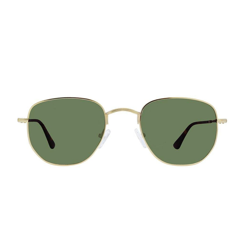 Polarized Hexagonal Sunglasses Vogs 630A Gold Eyewear Green Lenses