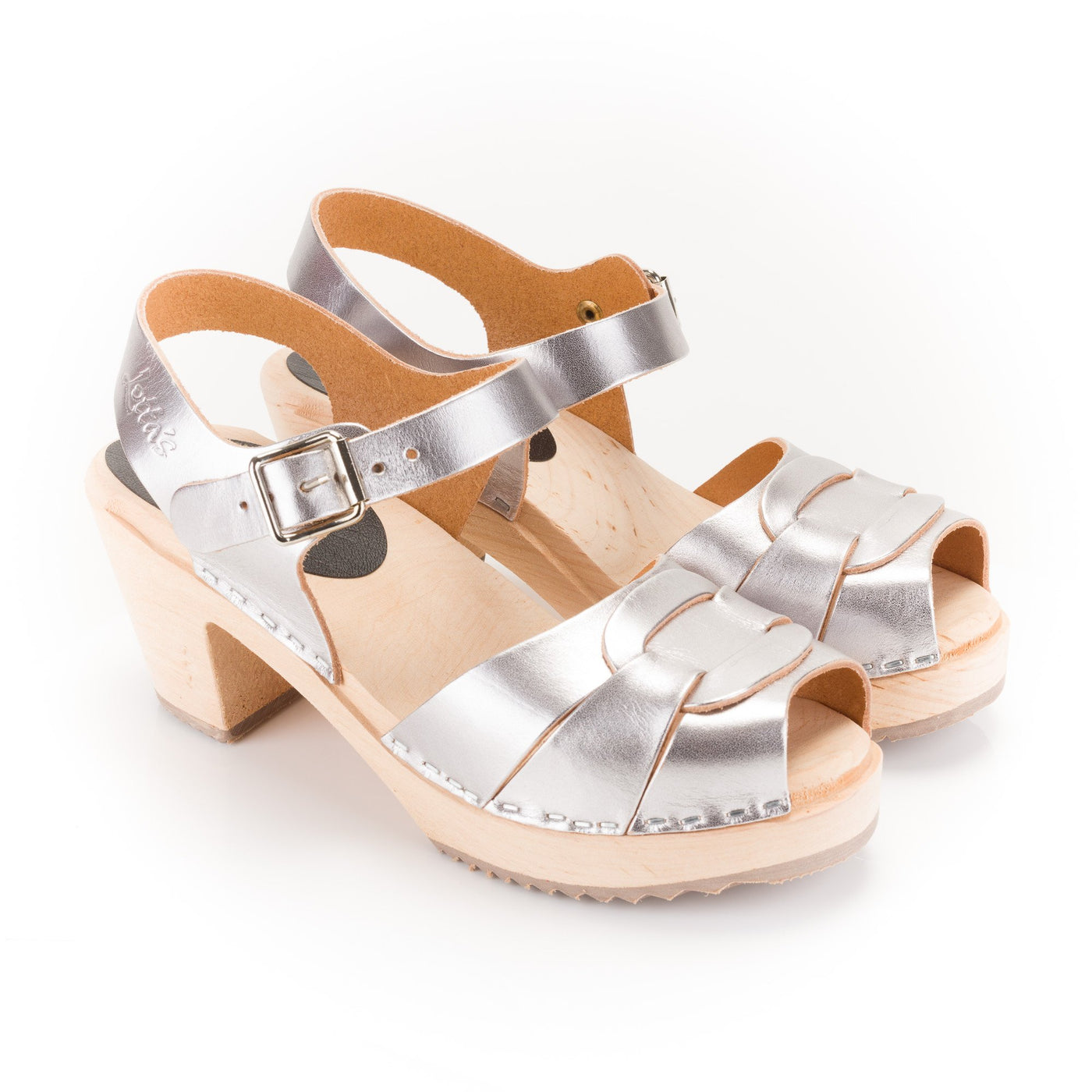 Silver Peep Toe Clogs | Metallic 