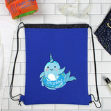 New Waterproof Personalised Blue Narwhal Swimming Kit Bag for Swimming Lessons and Back to School