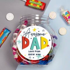 Personalised Awesome Dad Sweet Jar.  Father's Day Gifts For Dads with a Sweet Tooth