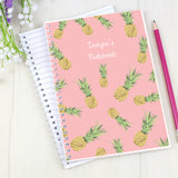 Personalised Pink Lined Notebook with Pineapple Design for Back to School