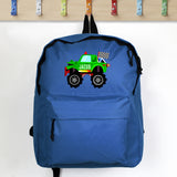 Personalised Blue Monster Truck School Bag for Back to School