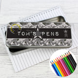 Personalised Army Camouflage Pencil Tin with Colouring Pencils for Back to School 