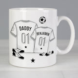 Personalised Father and Child Football Shirt Mug.  Father's Day Gifts for Dads who love a cuppa