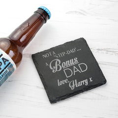 Personalised Slate Bonus Dad Coaster. Father's Day Gifts For Step-dads