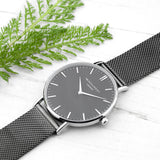 Personalised Men's Black Metal Watch. Father's Day Gifts For Dads with Style