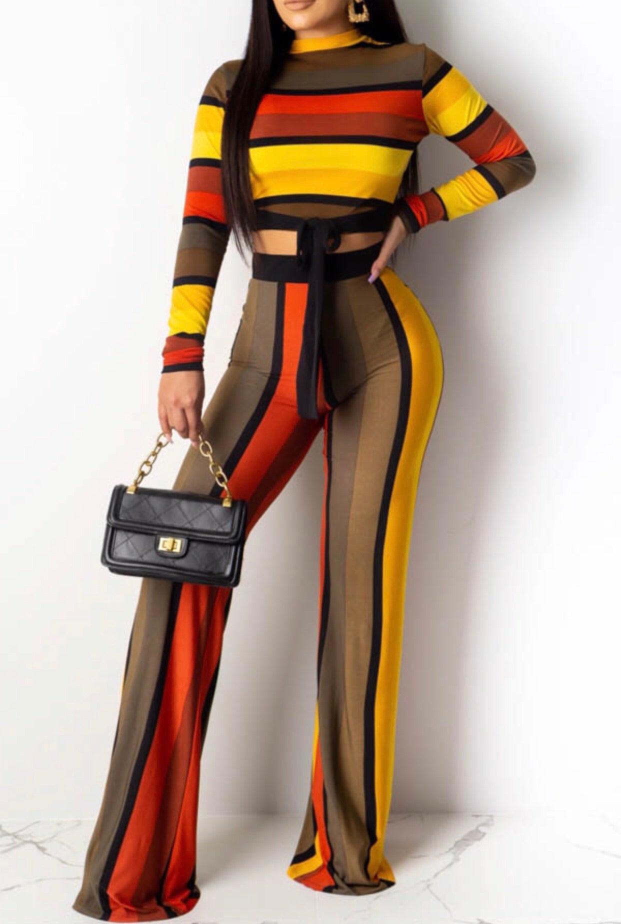 Fall Stripes 2 piece set with matching head band