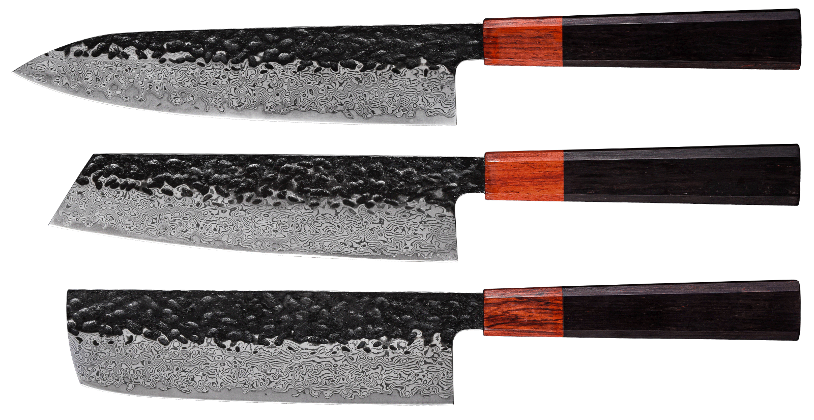 This 8 inches chef knife is made of Premium 67-layer Damascus Stainless Steel, Cutting core at 60+ Rockwell hardness,16-18 degrees cutting edge,the edge is super sharp, extraordinary performance and perfect grain, 67 layers of premium Damascus Stainless Steel layers ensure exceptional strength, durability and stain resistance. it has a strong toughness, it would never rust or fade, can be kept in a long time sharp,Whether chopping meat, fish, vegetables, or fruit each piece is sliced with precision. No squishing. No tearing. This knife guarantees efficient and fast slicing and chopping every single time,this 8 inches Damascus chef's knife,can almost meet all challenge of kitchen.