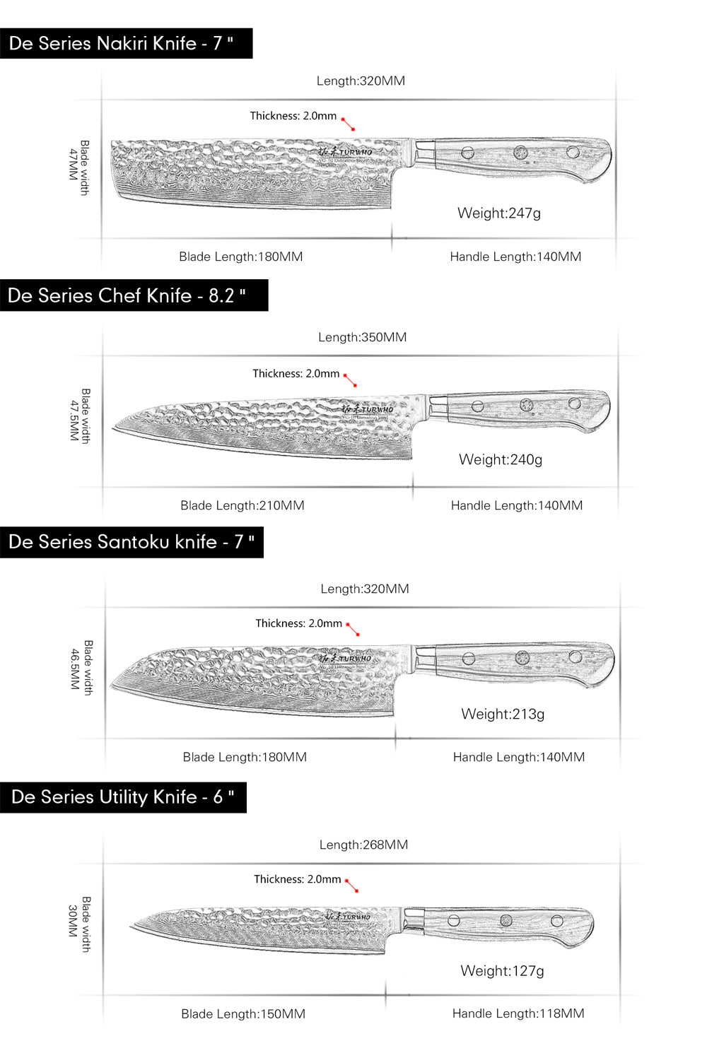 Premium 6-Piece Hammered Japanese Steel Knife Set with High Carbon Core and 67-Layer Damascus Steel Blades, Razor Sharp Professional Chef Quality with Teak Handles, Damascus Steel