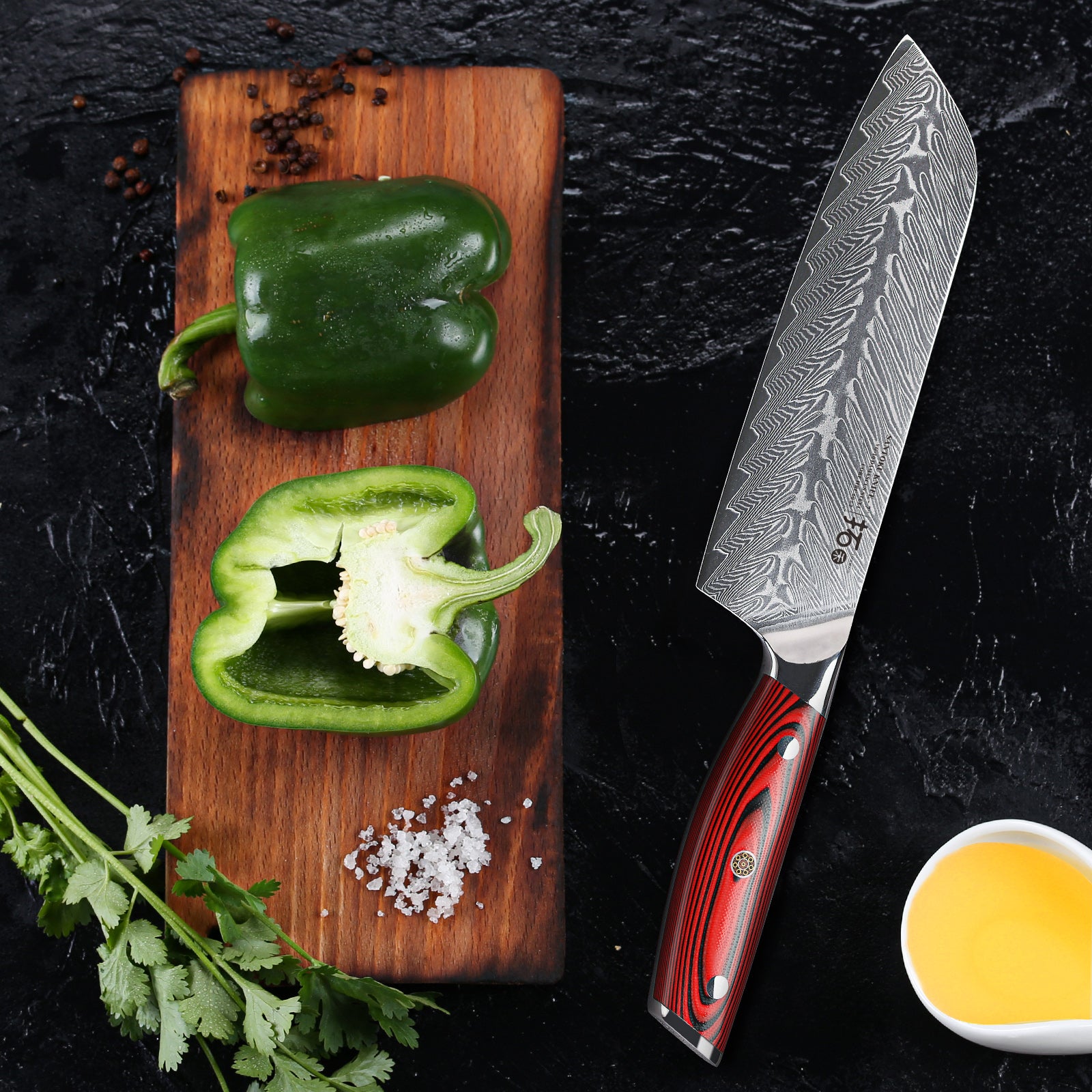 TBG 3 Knife Set Japanese Damascus Stainless Steel Kitchen Chef Santoku  Utility – The Bamboo Guy