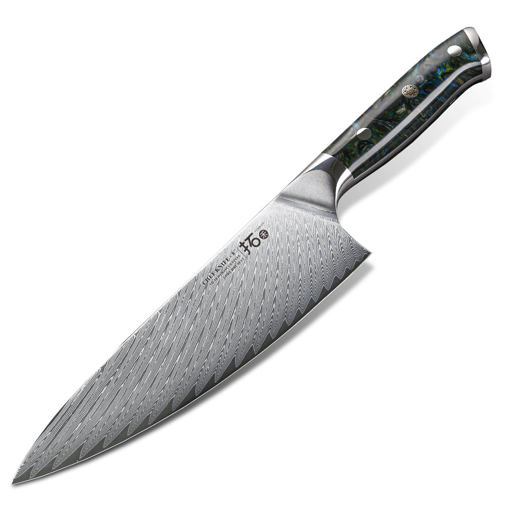 Classic 8″ Hand-Forged Damascus Chef Knife, Venari Steel