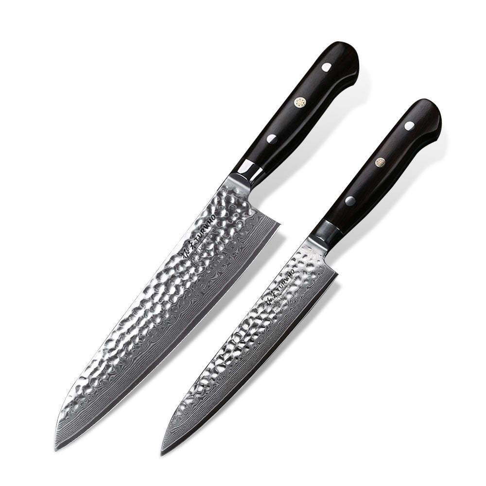 8-piece Premium Japanese Kitchen Knife Set with Laser Damascus Pattern -  Imperial Collection - Chef's Knife, Paring Knife, Bread Knife & More 