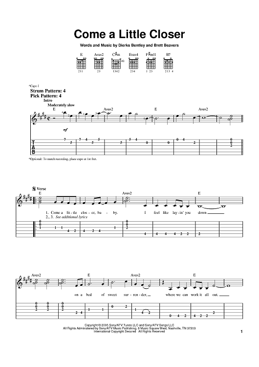 come a little closer tabs