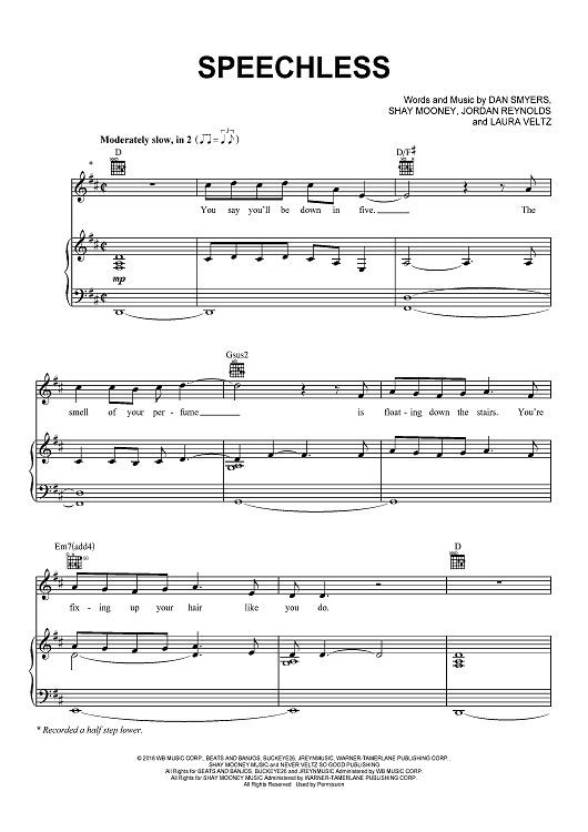 Speechless" Sheet Music by Dan + Shay for Piano/Vocal/Chords - Sheet