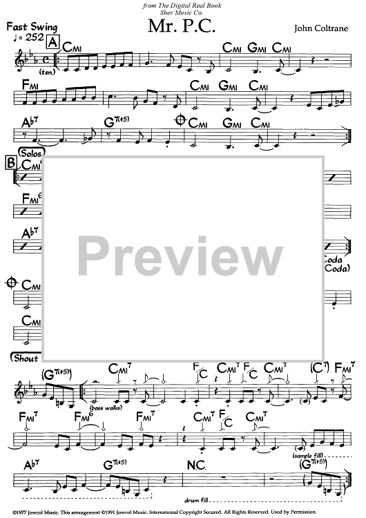 Buy Mr P C Sheet Music By John Coltrane For Lead Sheet