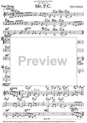 Buy Mr P C Sheet Music By John Coltrane For Lead Sheet