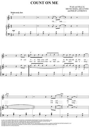 Count On Me Quot Sheet Music By Bruno Mars For Piano Vocal Chords Sheet Music Now