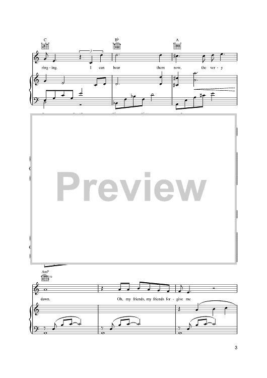 Buy Empty Chairs At Empty Tables Sheet Music For Piano Vocal Chords