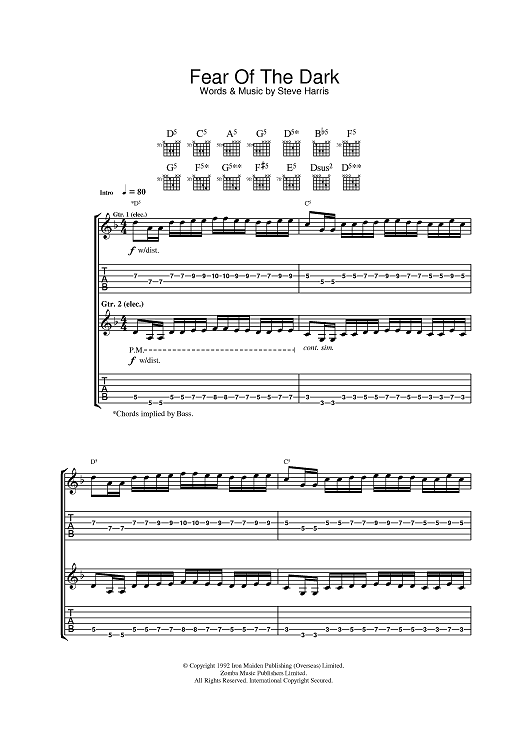 fear of the dark guitar pro tab download