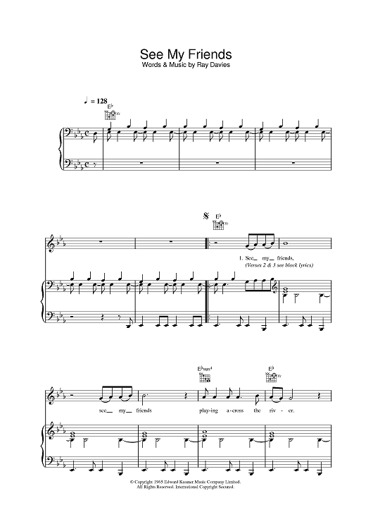 See My Friends Sheet Music By The Kinks For Pianovocalchords Sheet Music Now