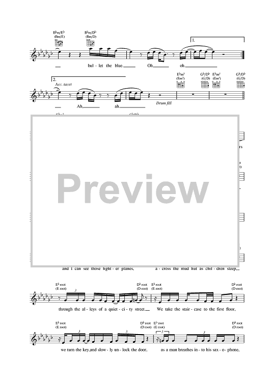 u2 bullet the blue sky live guitar solo tab