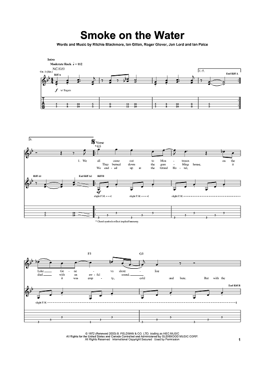 smoke on the water guitar tab